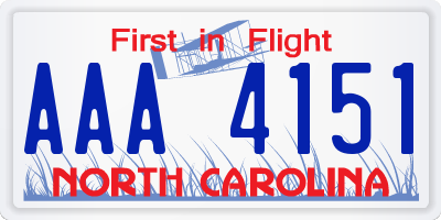 NC license plate AAA4151