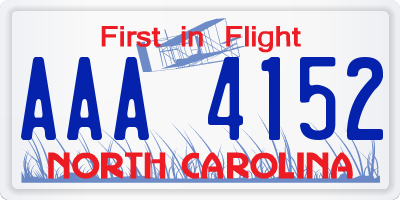 NC license plate AAA4152