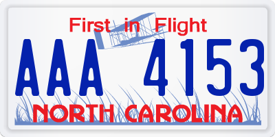 NC license plate AAA4153