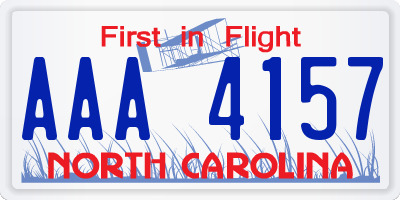 NC license plate AAA4157