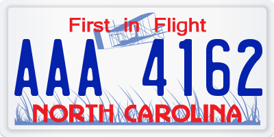 NC license plate AAA4162