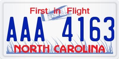 NC license plate AAA4163