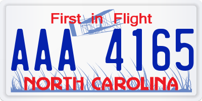 NC license plate AAA4165