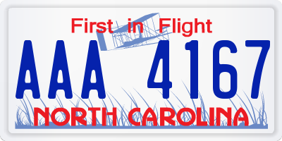 NC license plate AAA4167