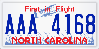 NC license plate AAA4168