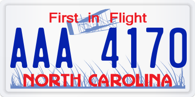 NC license plate AAA4170