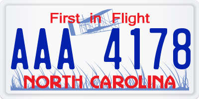 NC license plate AAA4178