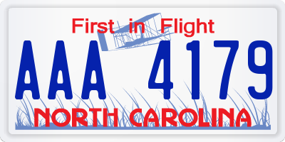 NC license plate AAA4179