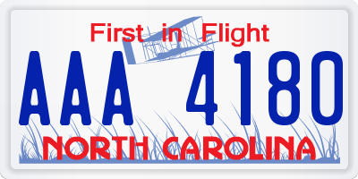 NC license plate AAA4180