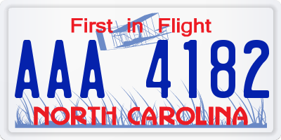 NC license plate AAA4182