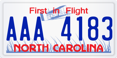 NC license plate AAA4183