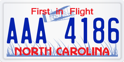 NC license plate AAA4186