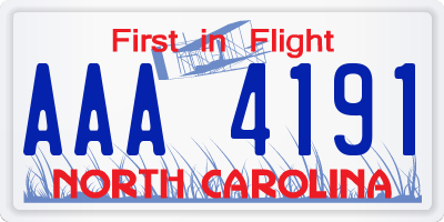 NC license plate AAA4191