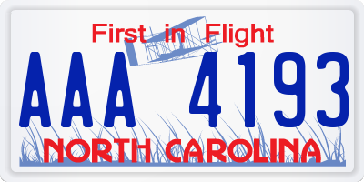 NC license plate AAA4193