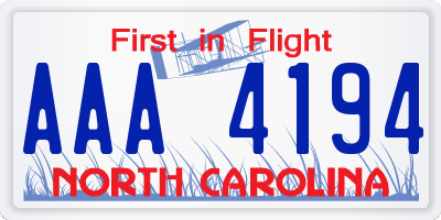 NC license plate AAA4194