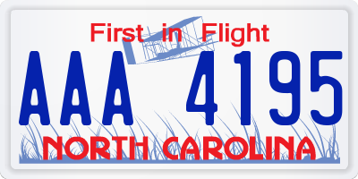 NC license plate AAA4195