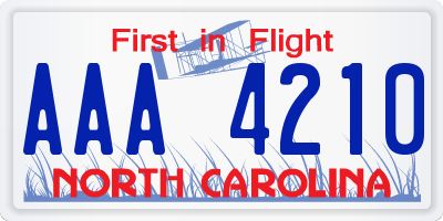 NC license plate AAA4210