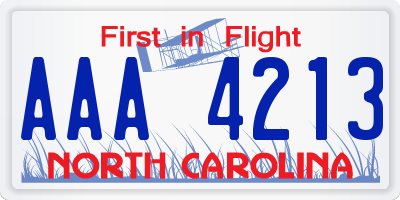 NC license plate AAA4213