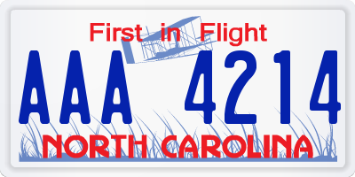 NC license plate AAA4214