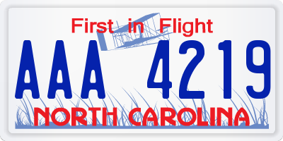 NC license plate AAA4219