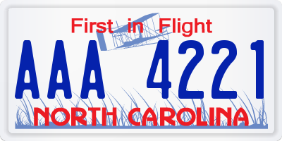 NC license plate AAA4221