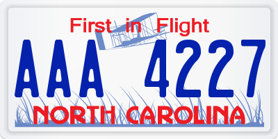 NC license plate AAA4227