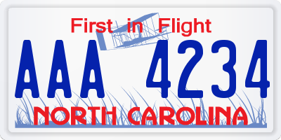 NC license plate AAA4234