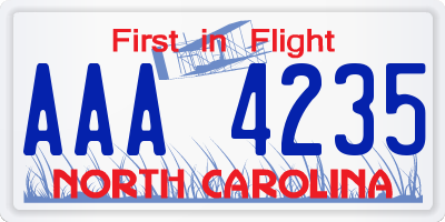 NC license plate AAA4235