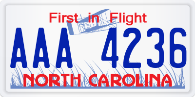 NC license plate AAA4236