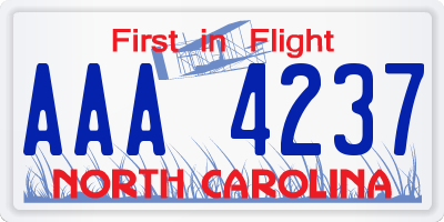 NC license plate AAA4237