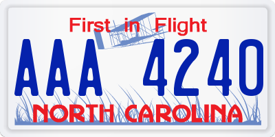 NC license plate AAA4240