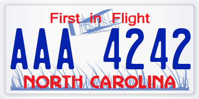 NC license plate AAA4242