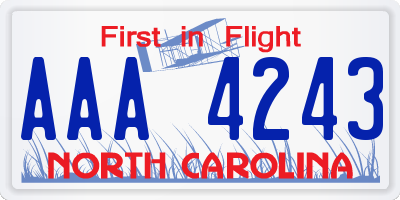 NC license plate AAA4243