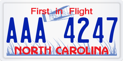 NC license plate AAA4247