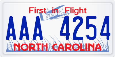 NC license plate AAA4254