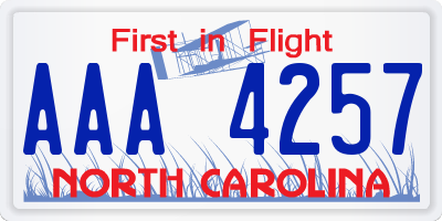 NC license plate AAA4257