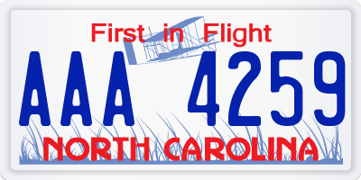 NC license plate AAA4259