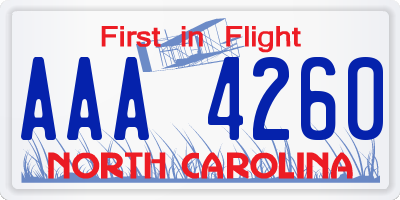 NC license plate AAA4260