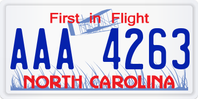 NC license plate AAA4263