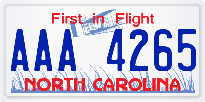 NC license plate AAA4265