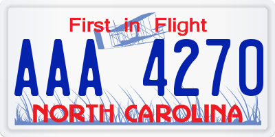 NC license plate AAA4270