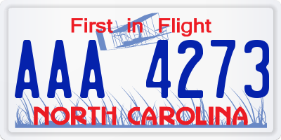 NC license plate AAA4273