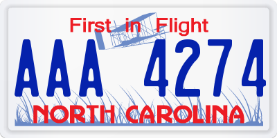 NC license plate AAA4274