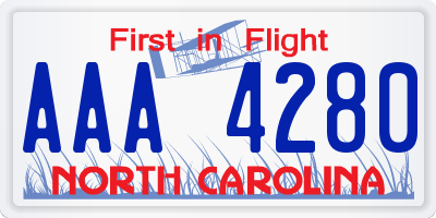 NC license plate AAA4280