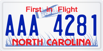 NC license plate AAA4281