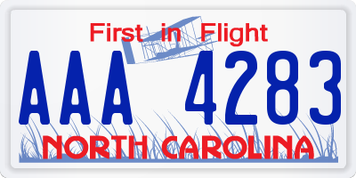 NC license plate AAA4283