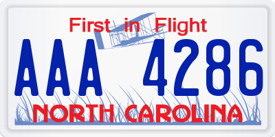 NC license plate AAA4286