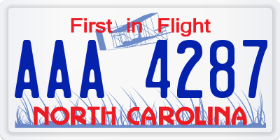 NC license plate AAA4287