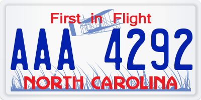 NC license plate AAA4292