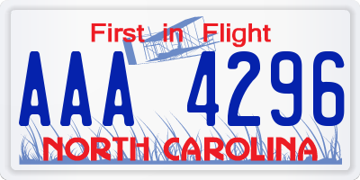 NC license plate AAA4296